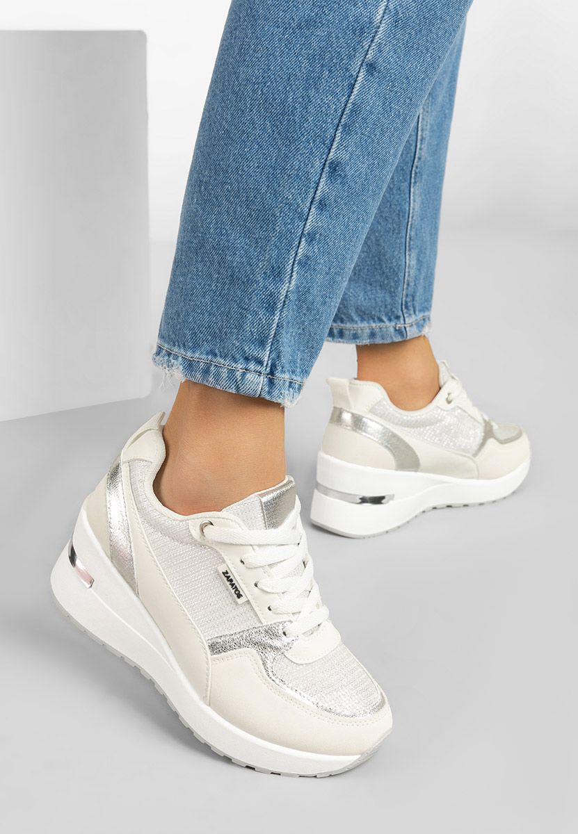 Sneakers cu platforma Zaneta albi