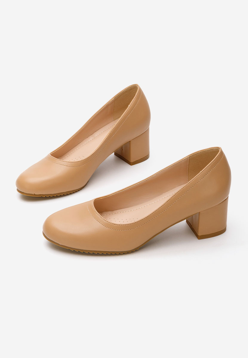 Pantofi cu toc gros Zinia kaki