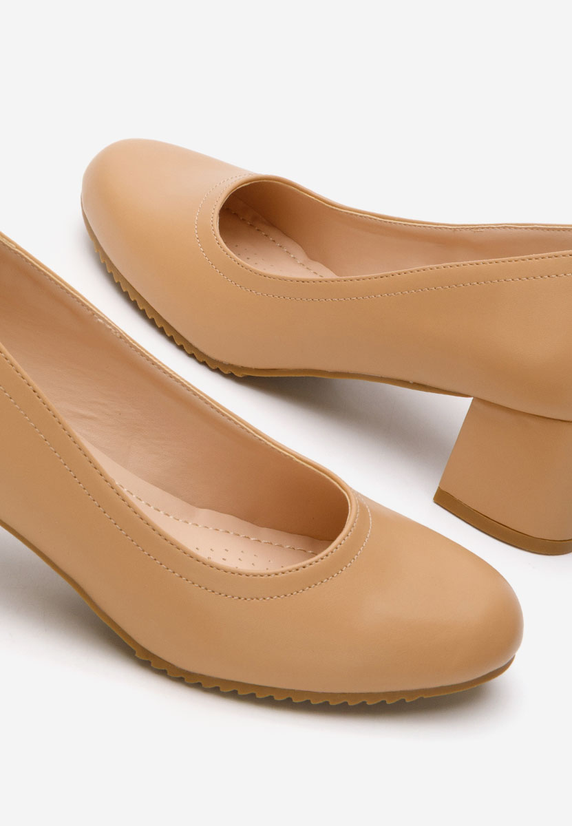 Pantofi cu toc gros Zinia kaki