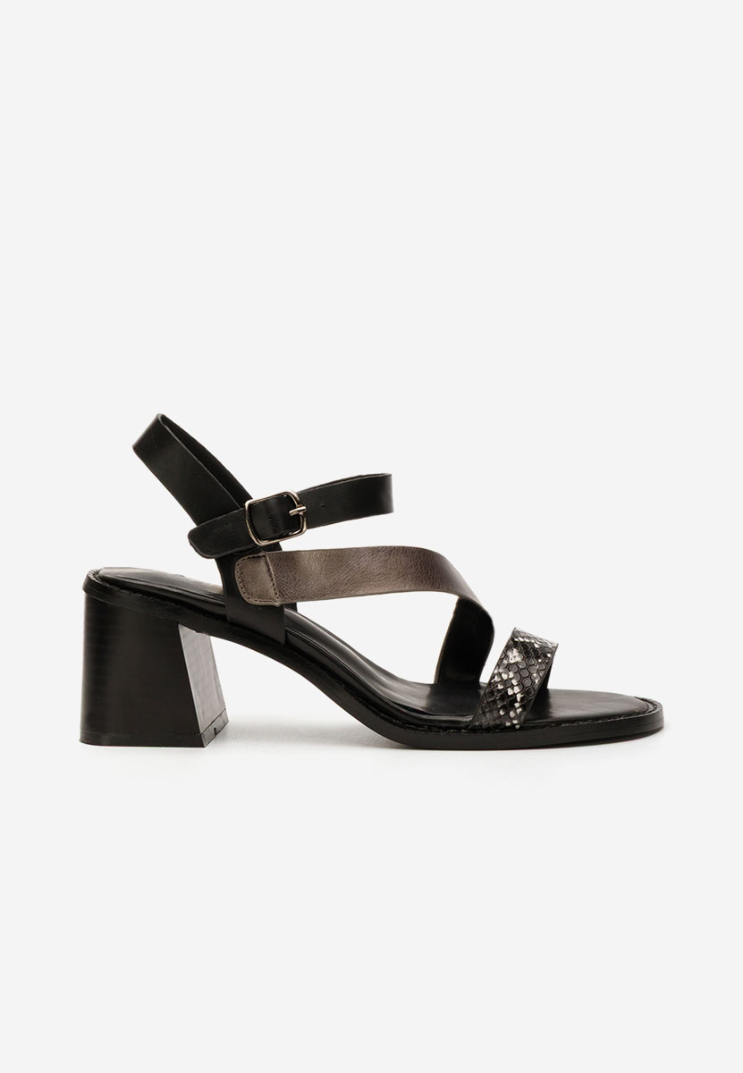 Sandale cu toc gros Lakendra negre