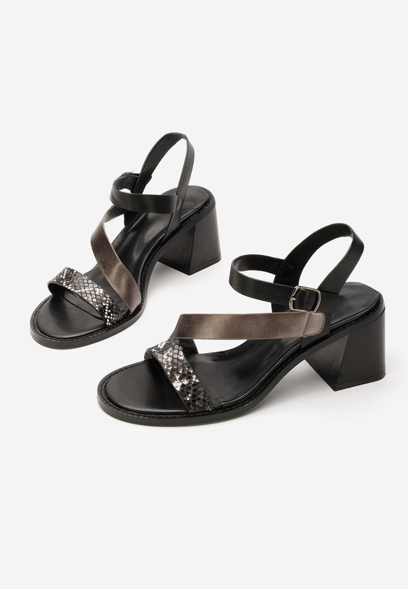 Sandale cu toc gros Lakendra negre