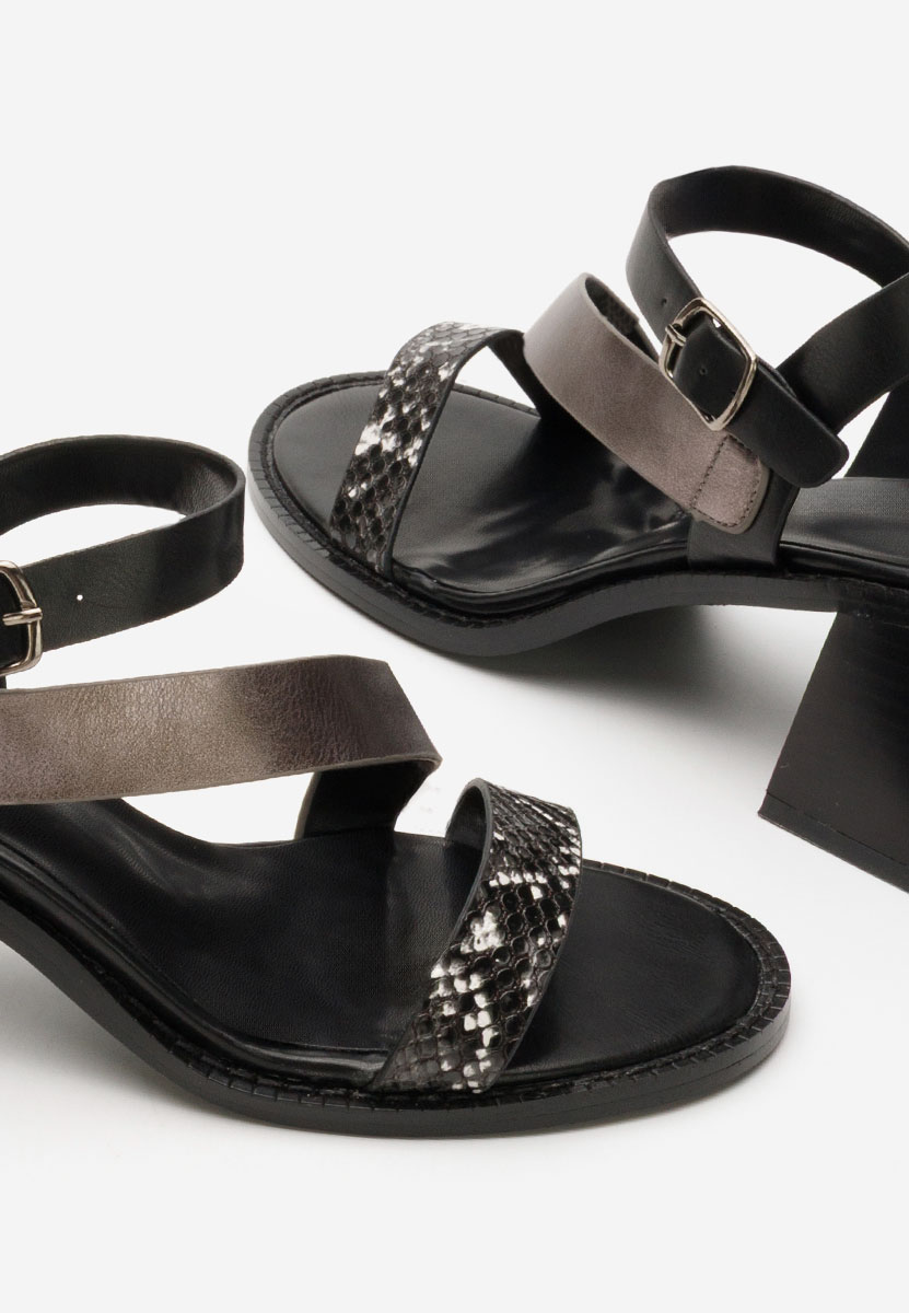 Sandale cu toc gros Lakendra negre
