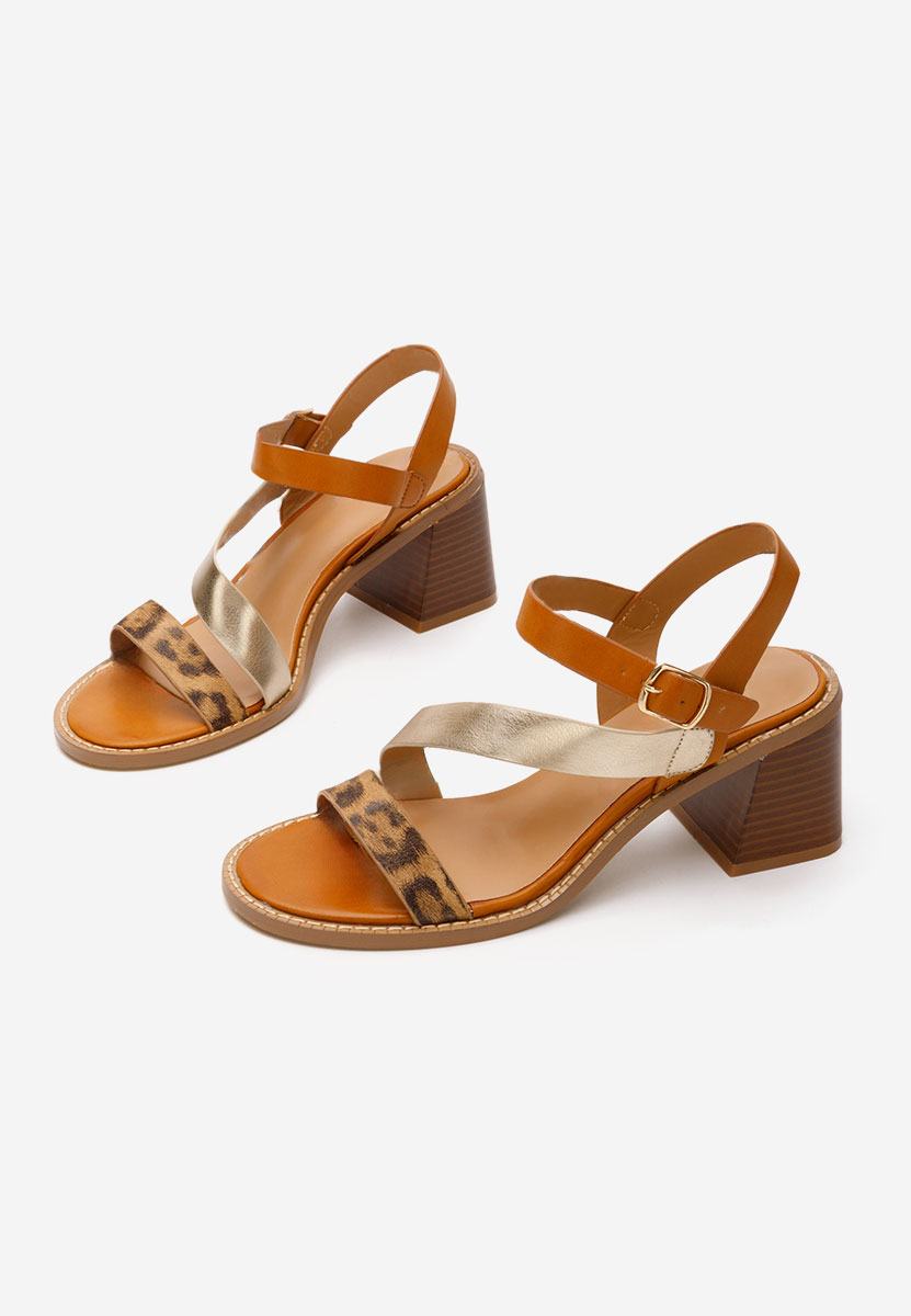 Sandale cu toc gros Lakendra camel