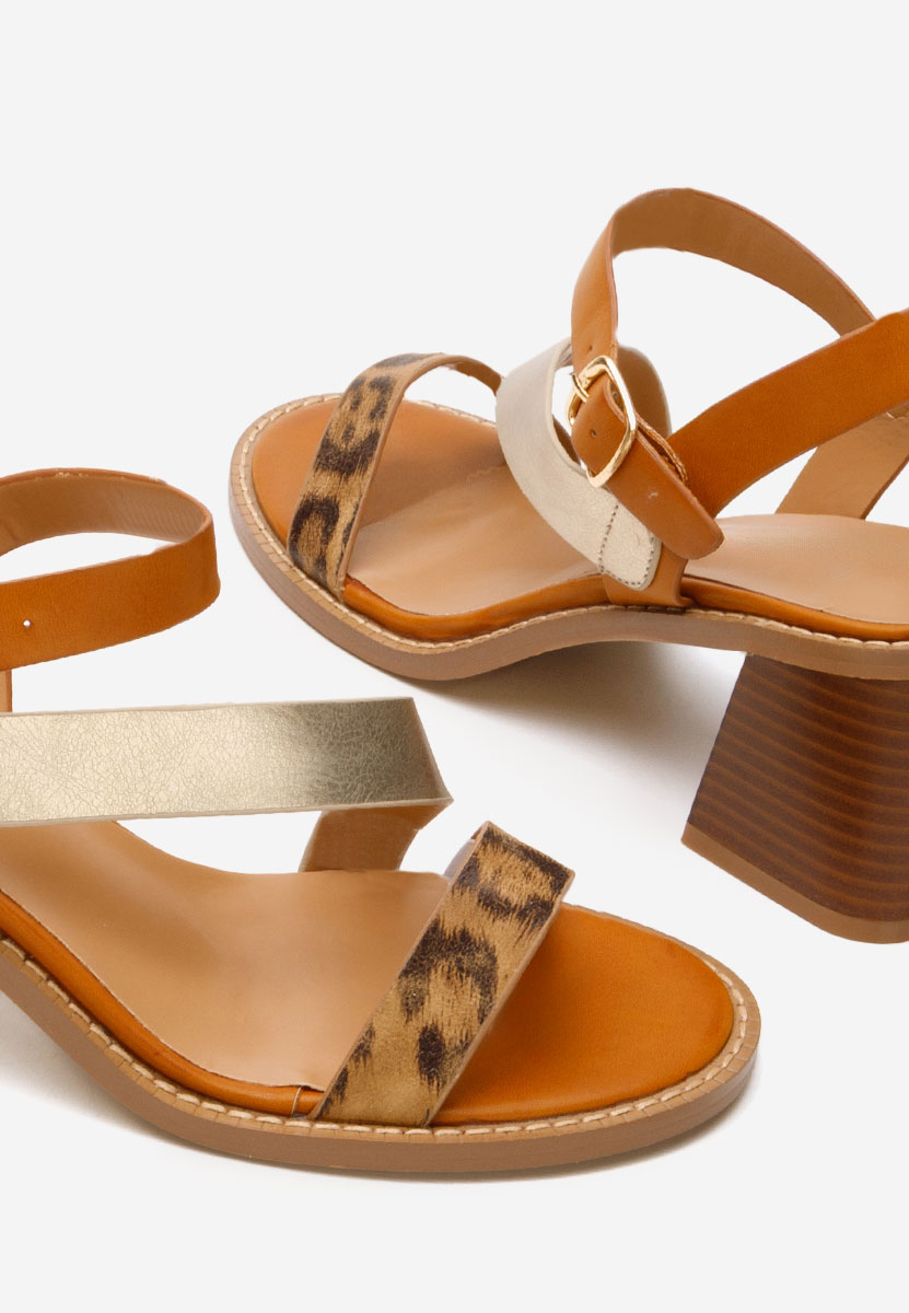 Sandale cu toc gros Lakendra camel