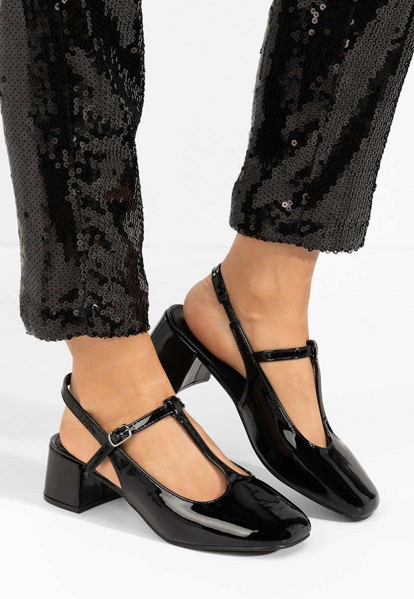 Pantofi cu toc gros Beatrina negri
