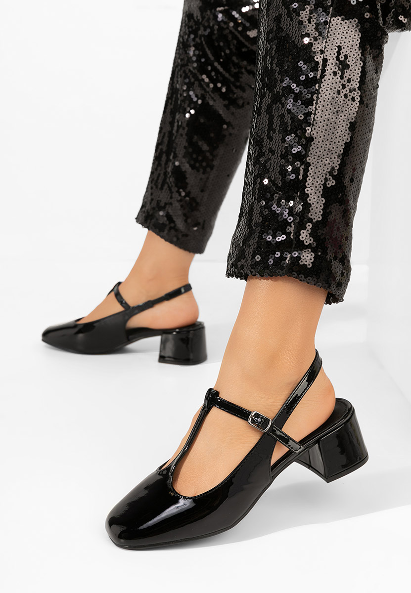 Pantofi cu toc gros Beatrina negri