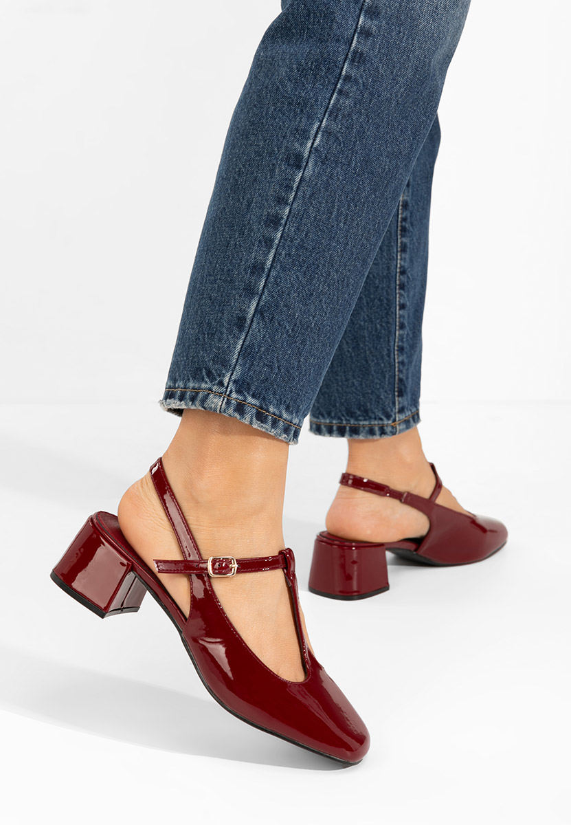 Pantofi cu toc gros Beatrina rosii