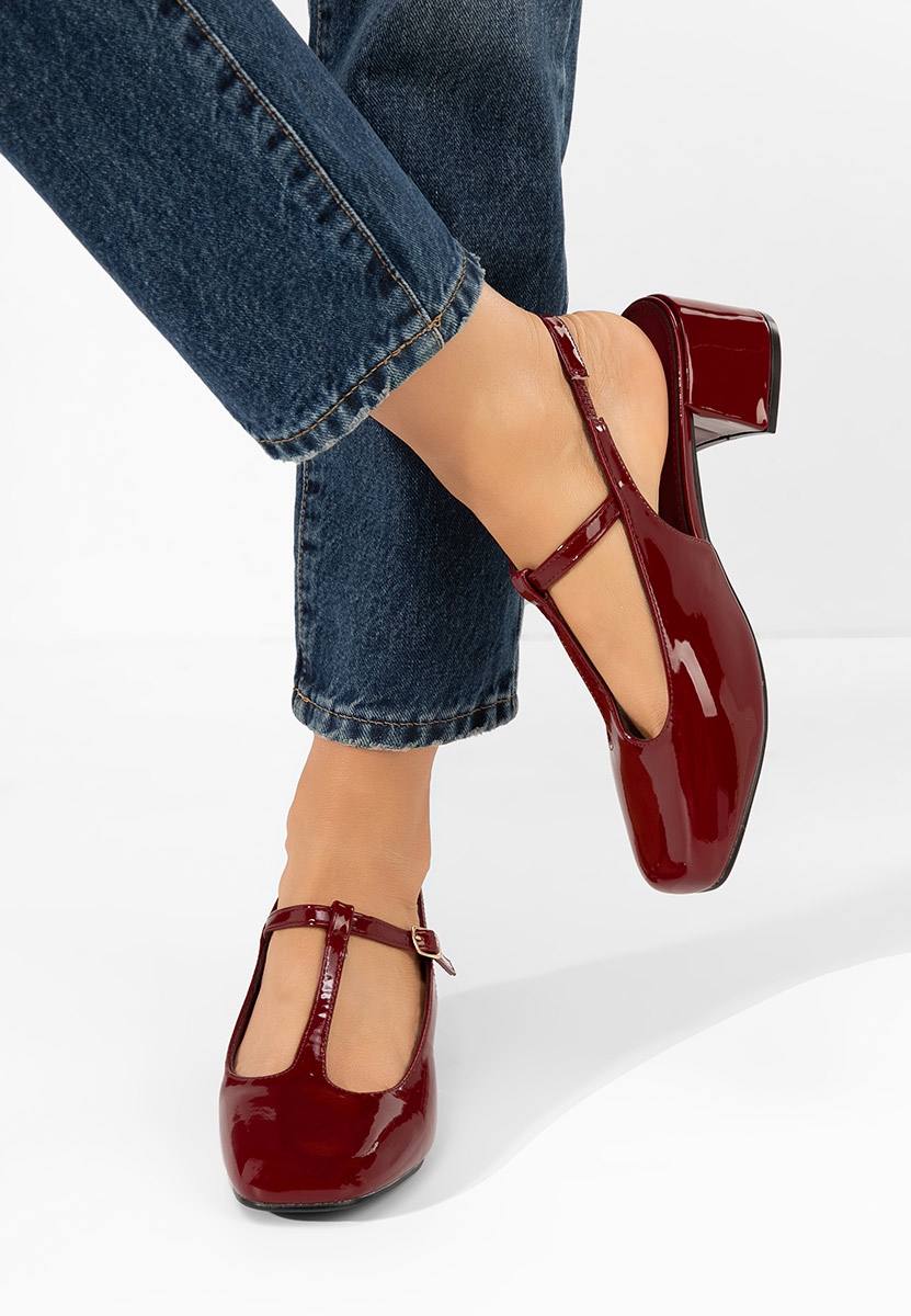 Pantofi cu toc gros Beatrina rosii