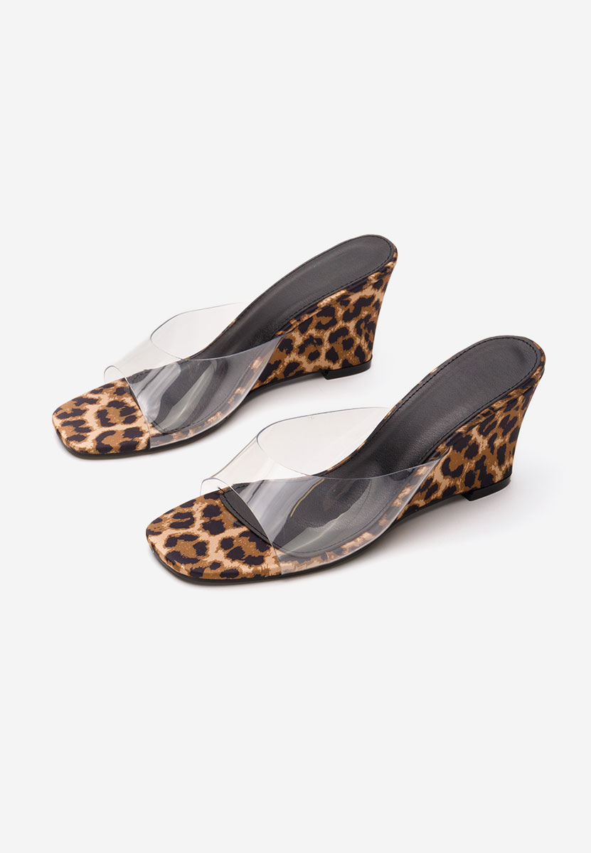 Papuci cu platforma Glorya leopard