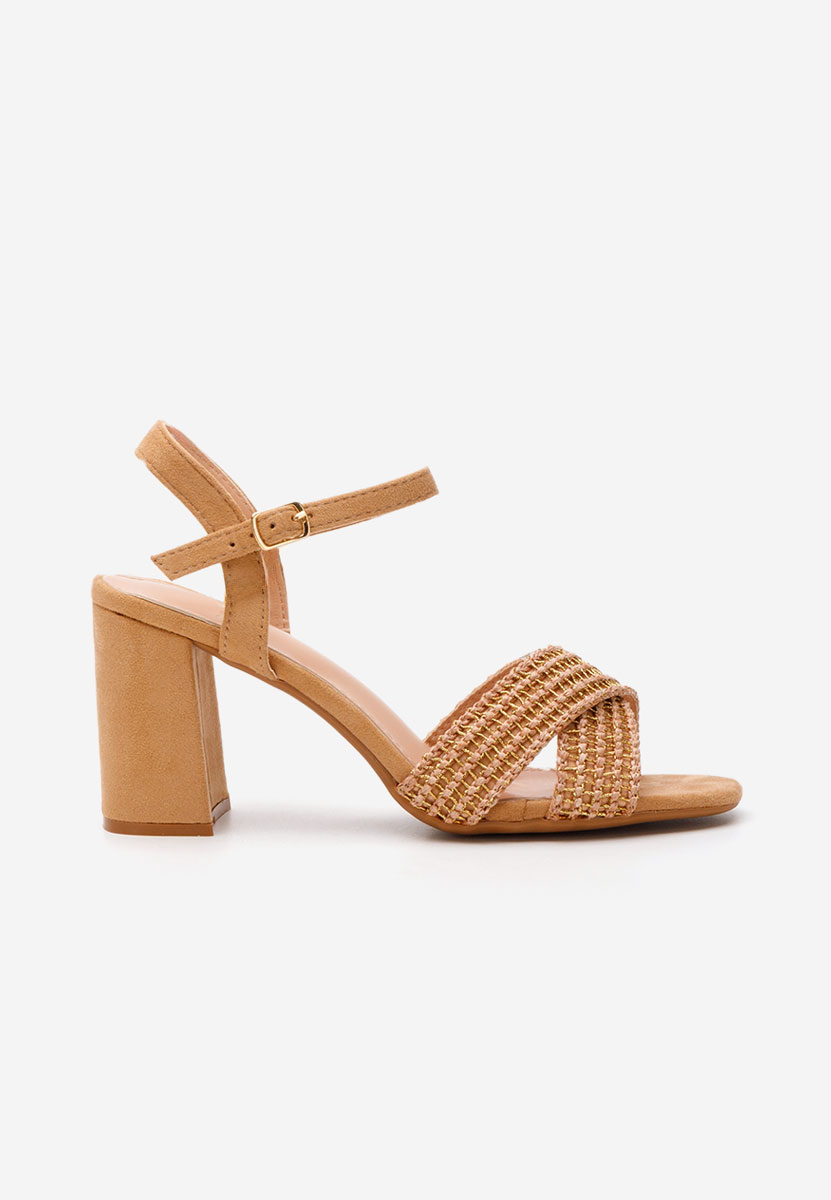 Sandale cu toc gros Roxen camel