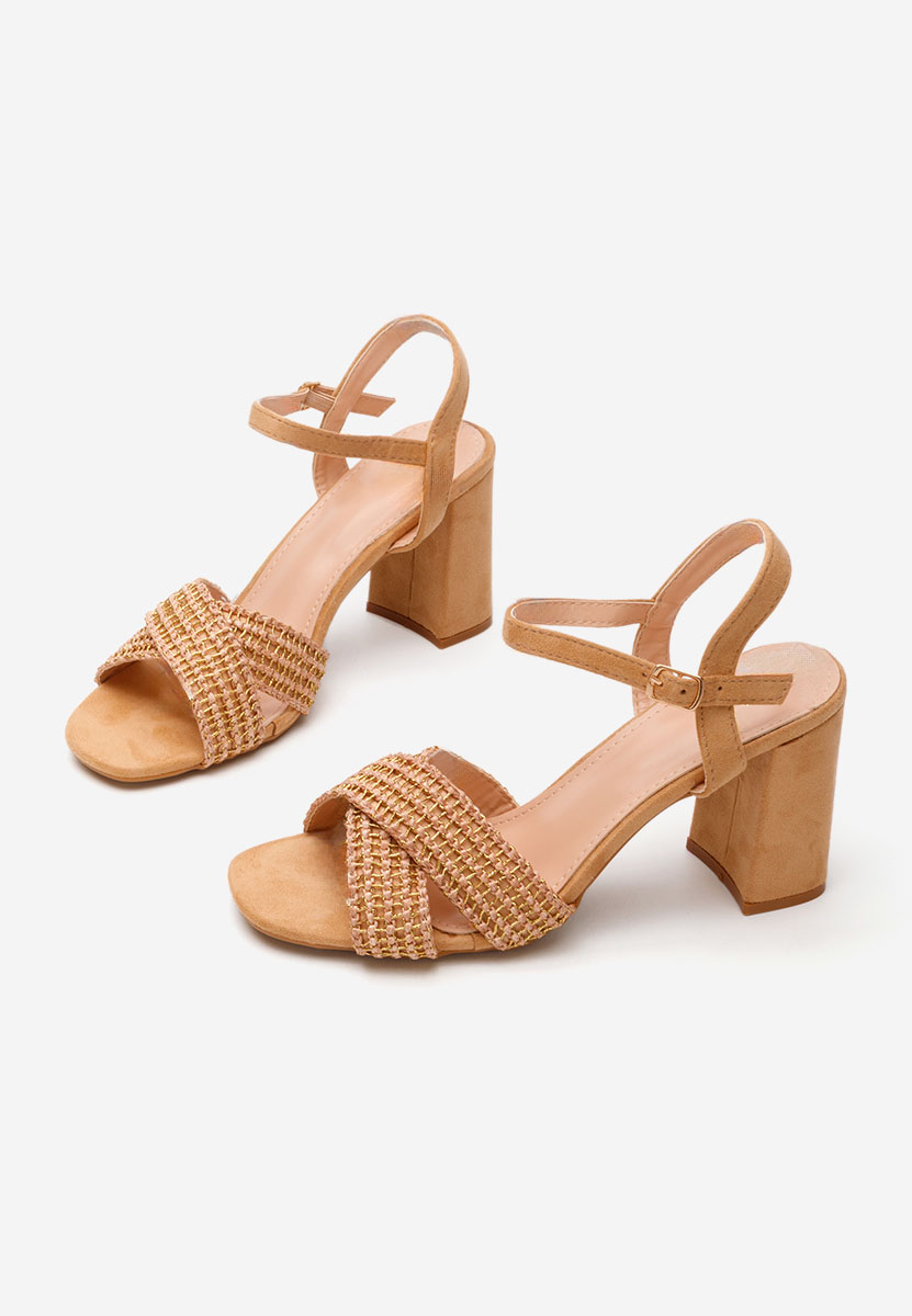 Sandale cu toc gros Roxen camel