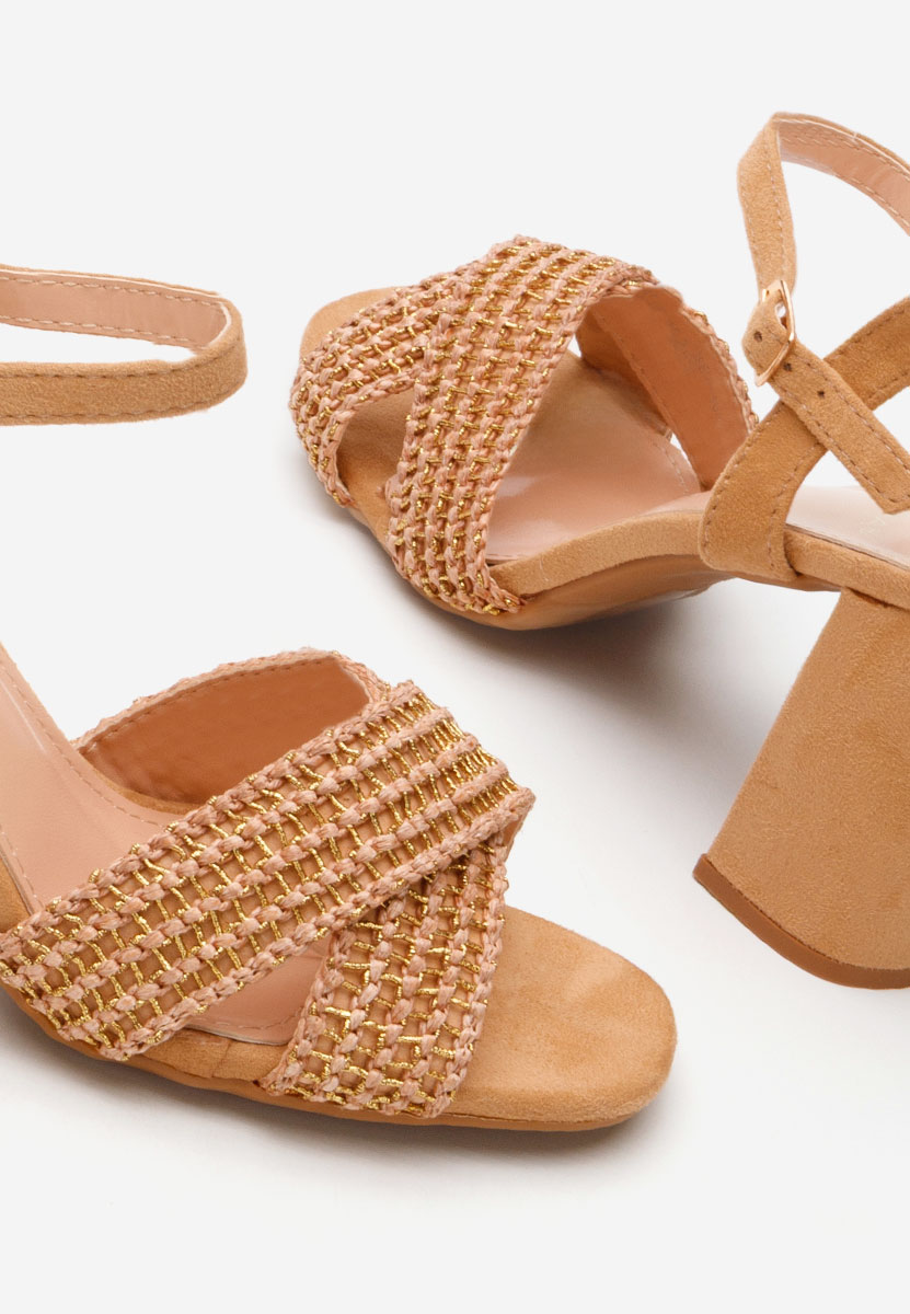 Sandale cu toc gros Roxen camel