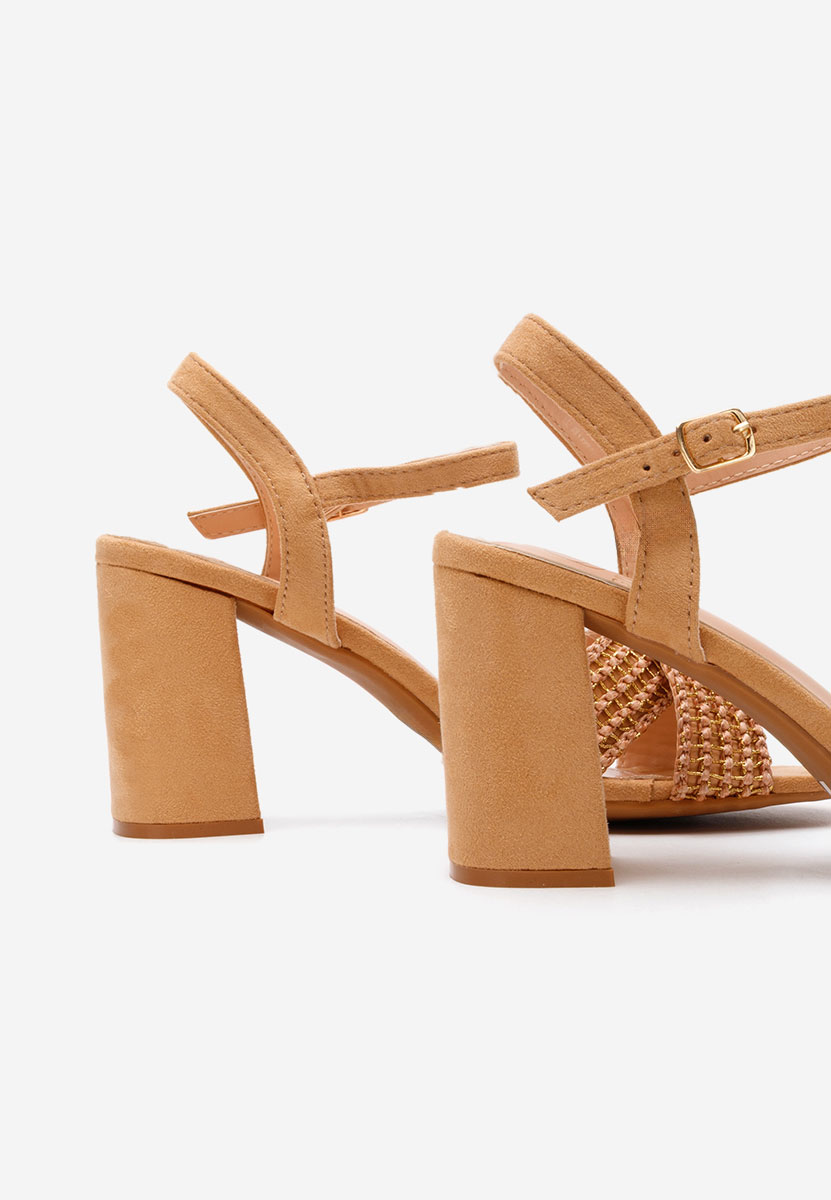 Sandale cu toc gros Roxen camel