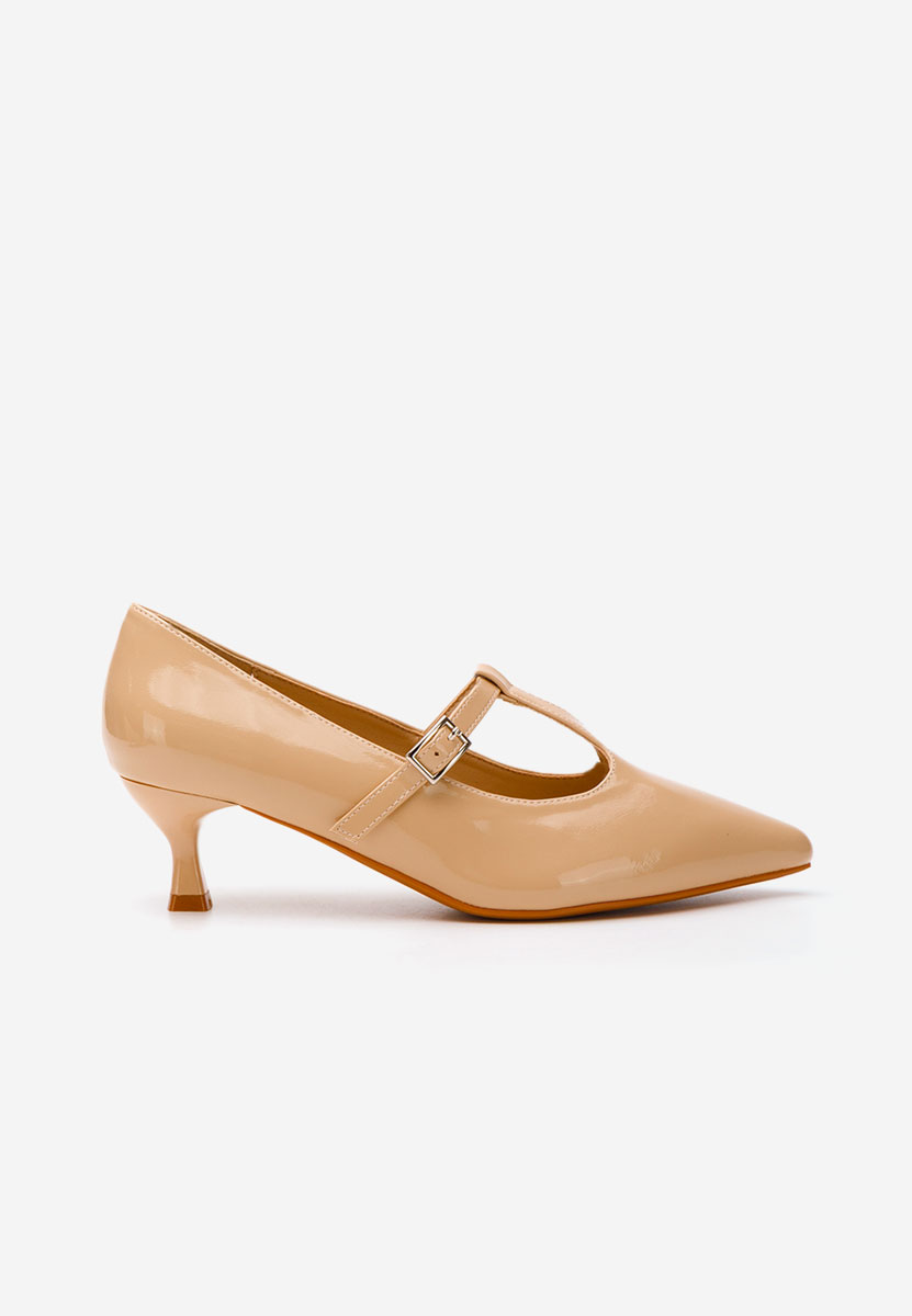 Pantofi cu toc subtire Caty bej