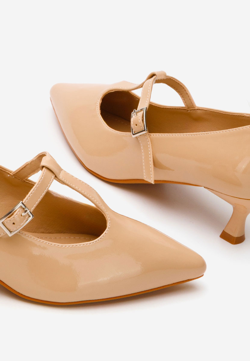 Pantofi cu toc subtire Caty bej