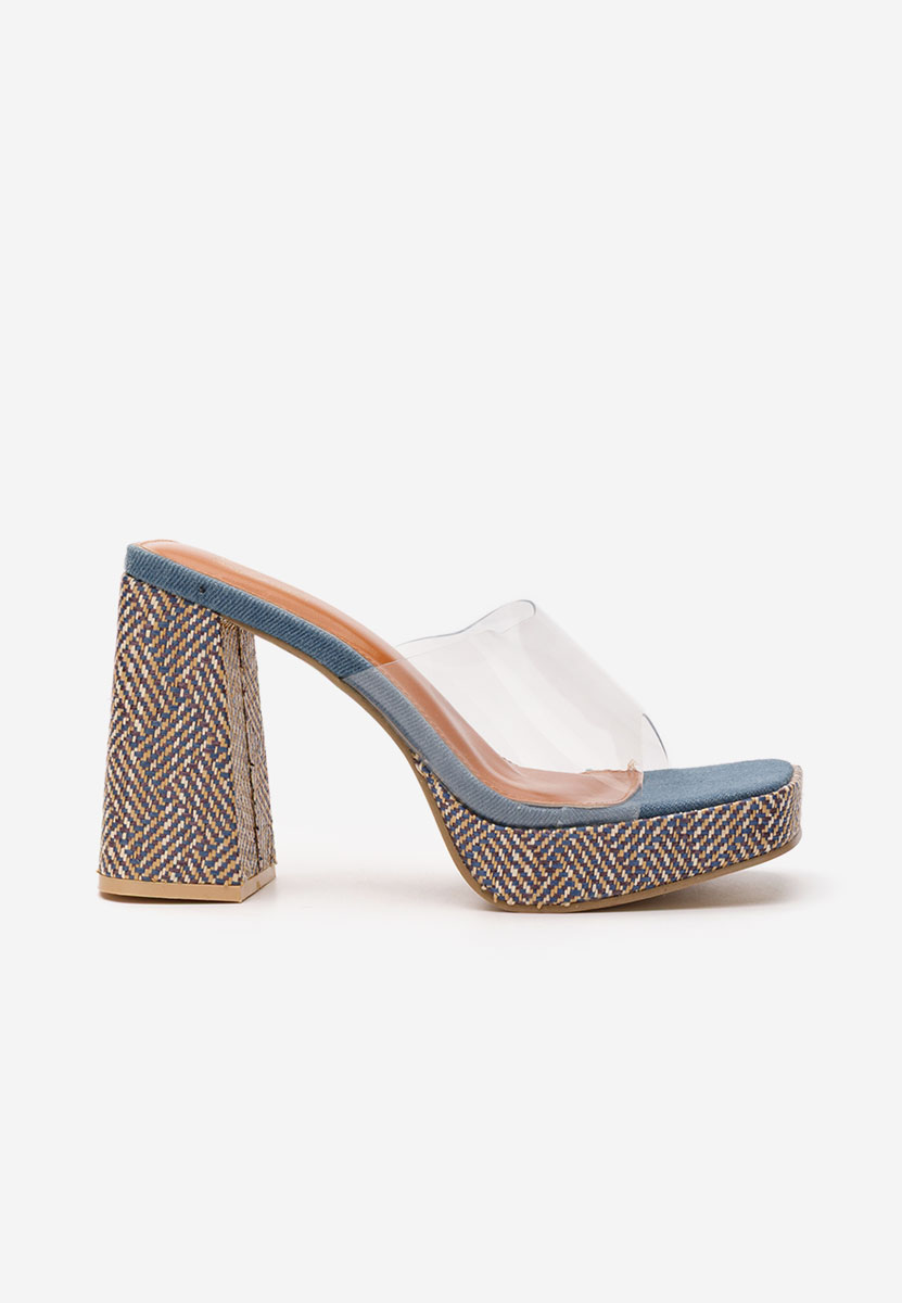 Papuci cu toc gros Berniece denim