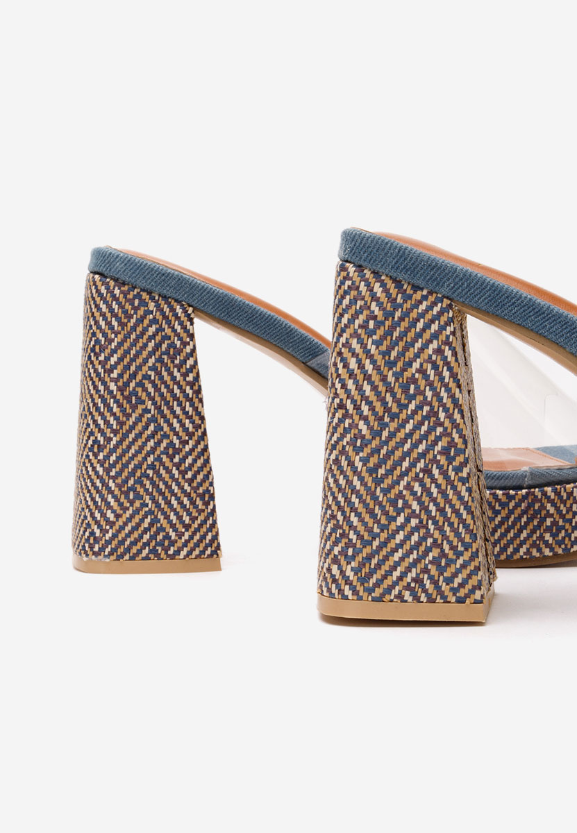 Papuci cu toc gros Berniece denim