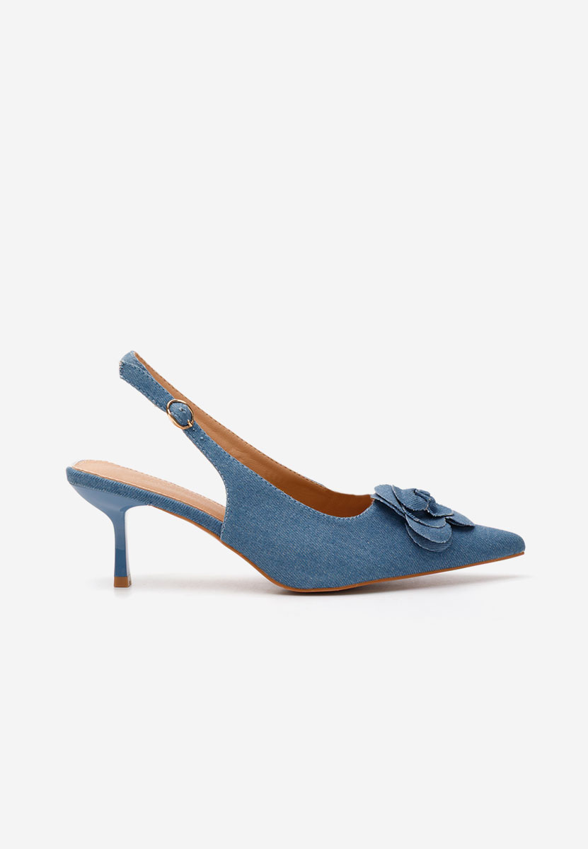 Pantofi cu toc subtire Kamilia denim