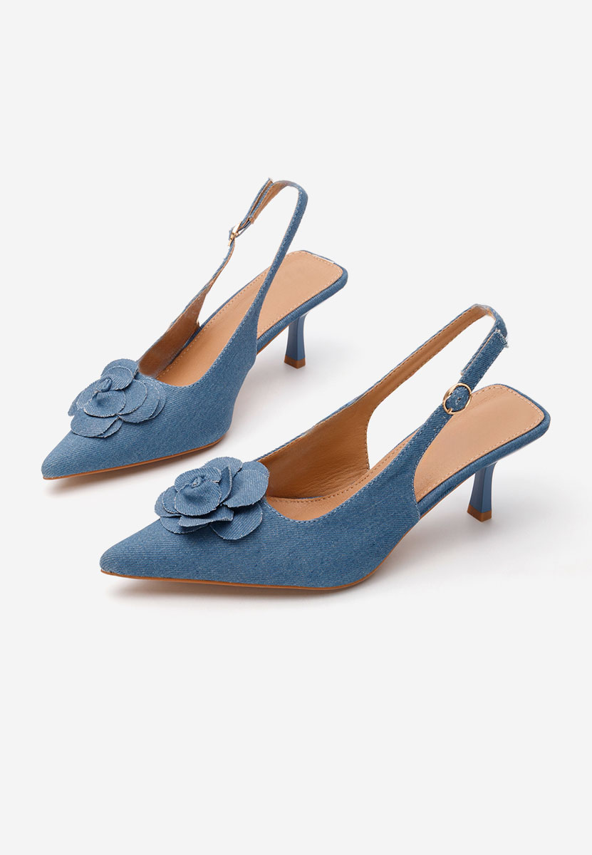 Pantofi cu toc subtire Kamilia denim