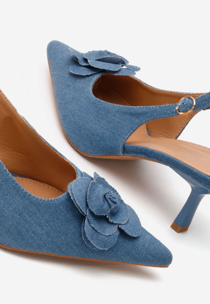 Pantofi cu toc subtire Kamilia denim