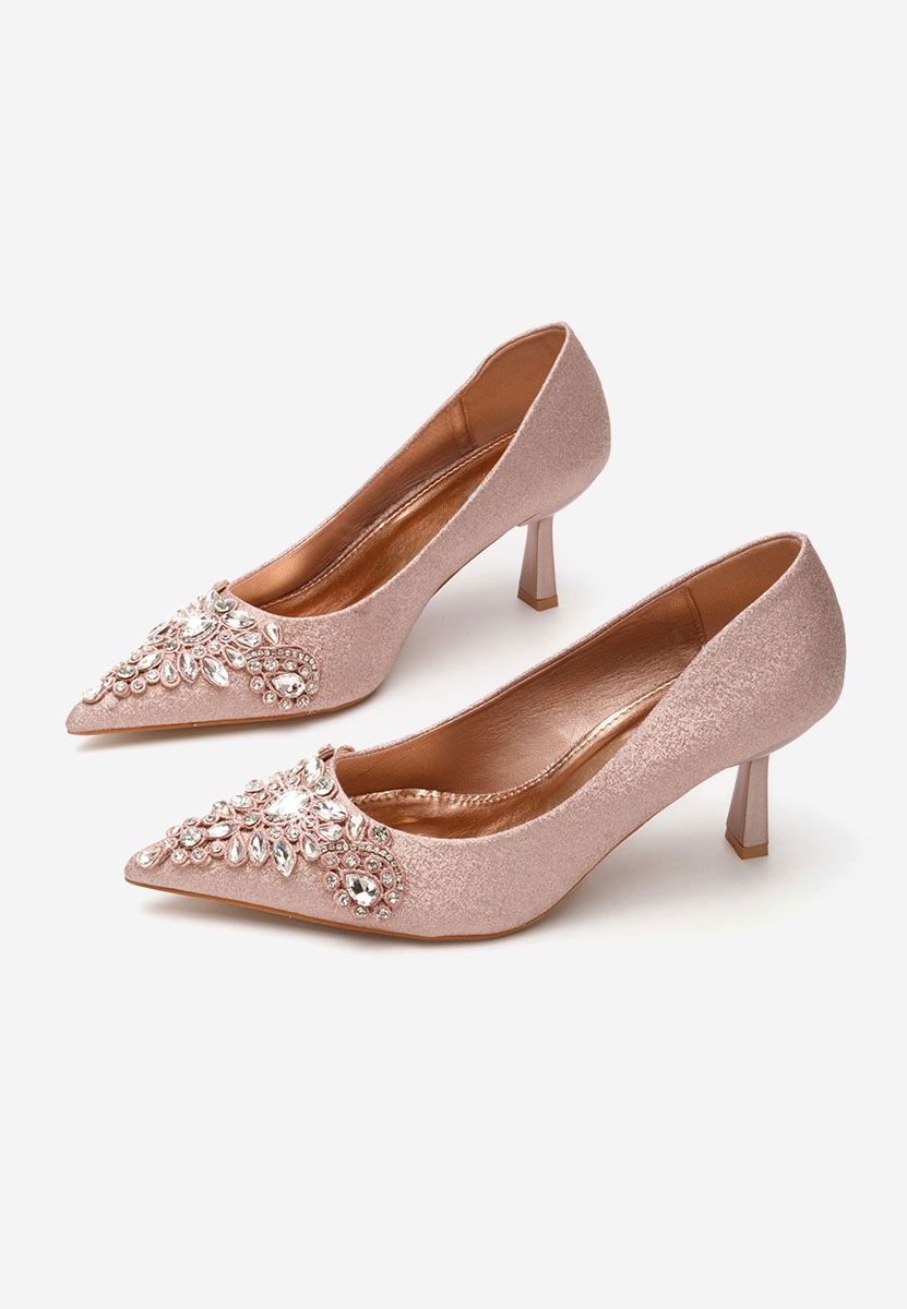 Pantofi cu toc subtire Istria roz