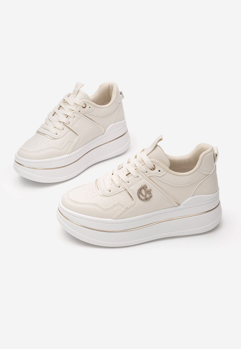 Sneakers cu platformă Kitty bej
