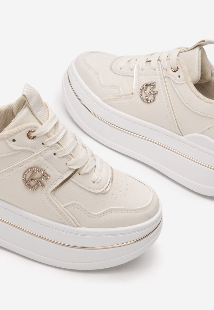 Sneakers cu platformă Kitty bej