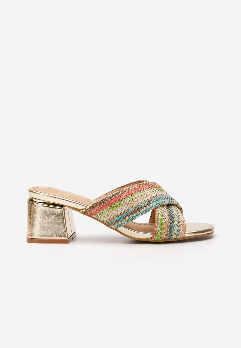 Papuci cu toc gros Lovely multicolori