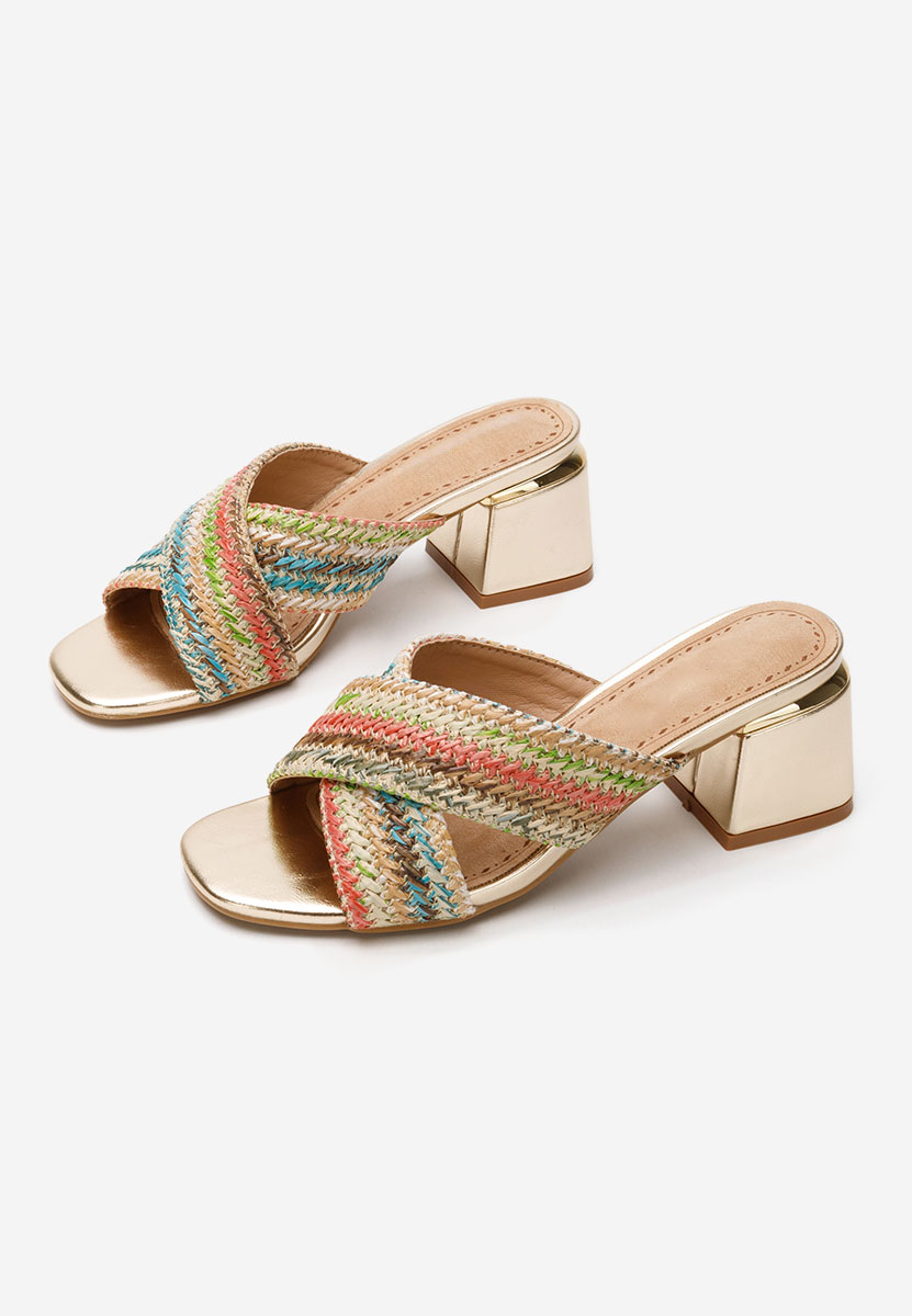 Papuci cu toc gros Lovely multicolori