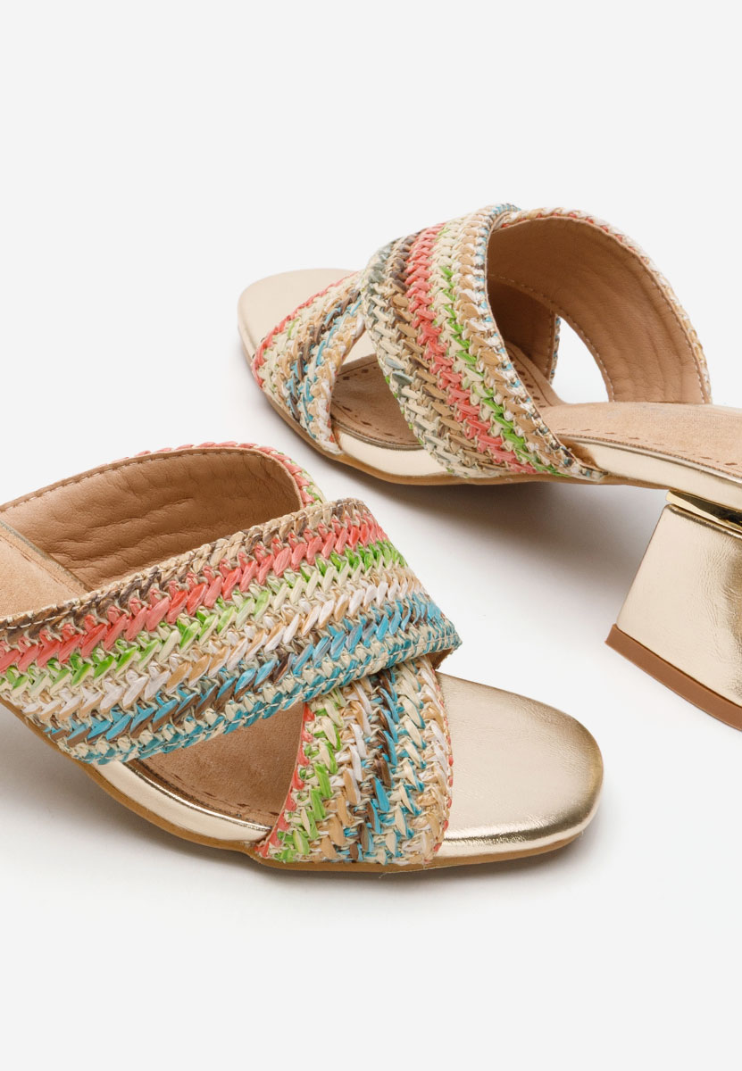 Papuci cu toc gros Lovely multicolori