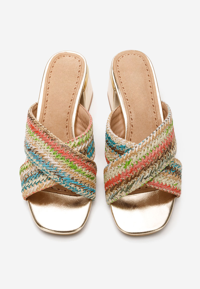 Papuci cu toc gros Lovely multicolori