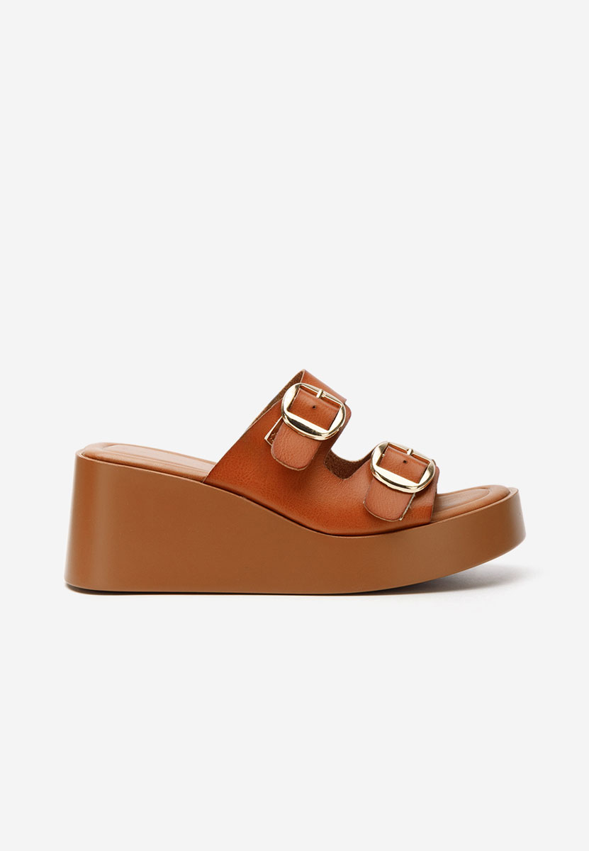 Papuci cu platformă Petricia camel