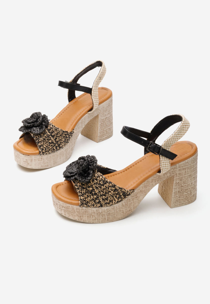 Sandale cu toc gros Jamysa negre