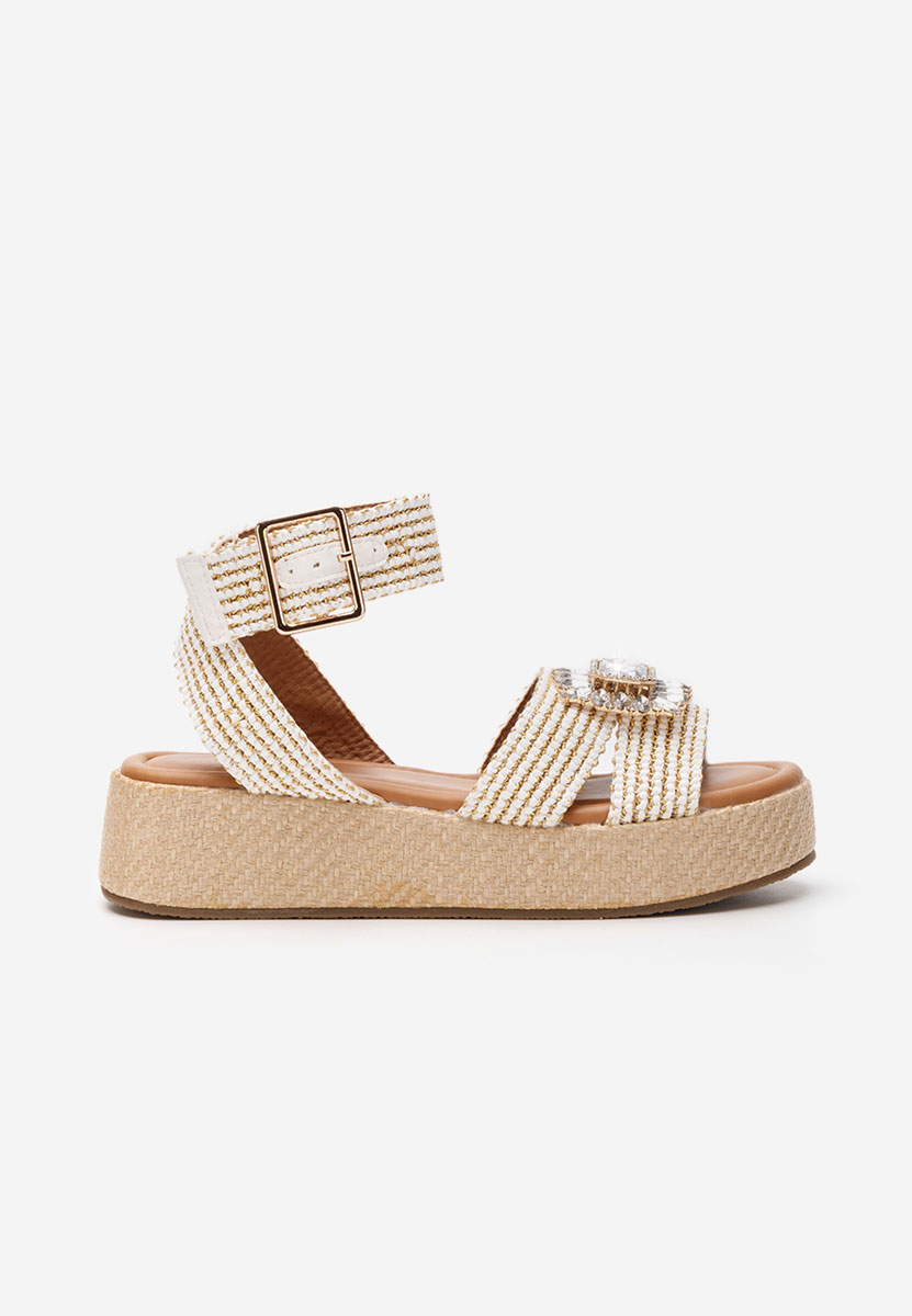 Sandale tip espadrile Dorety albe
