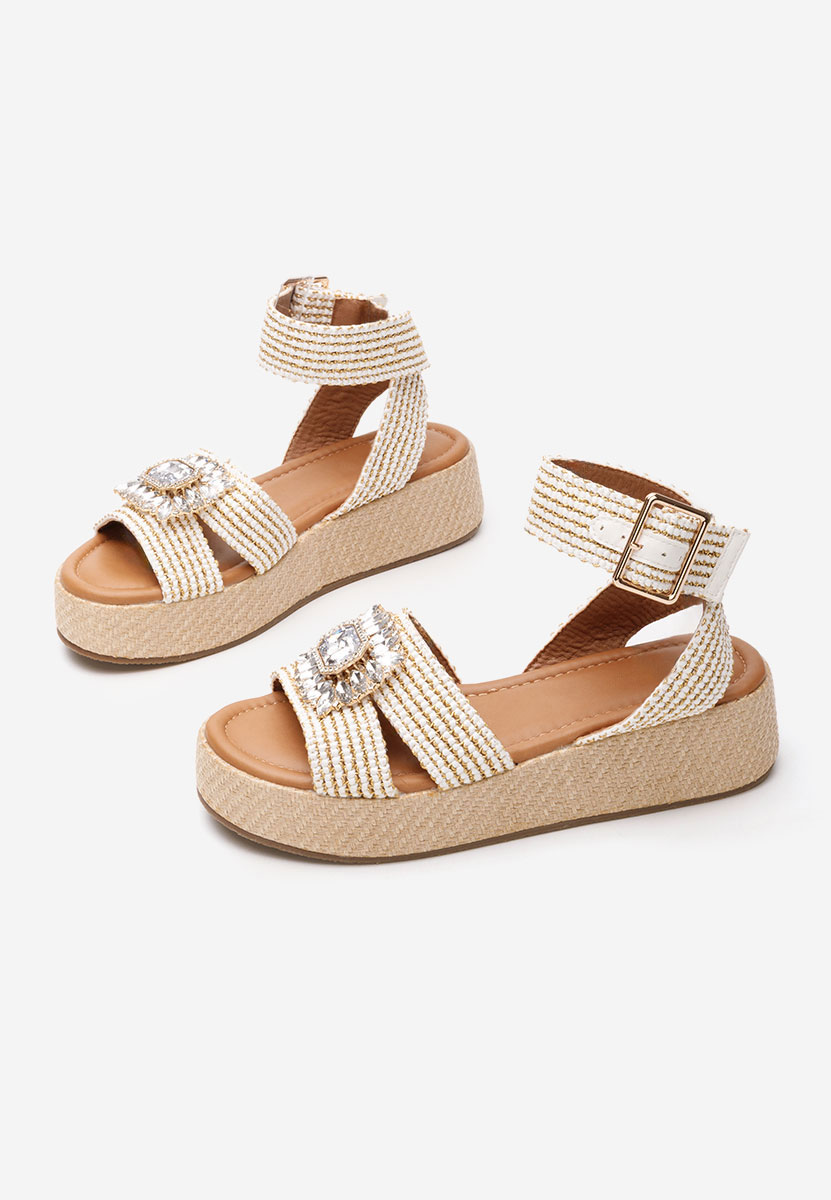 Sandale tip espadrile Dorety albe