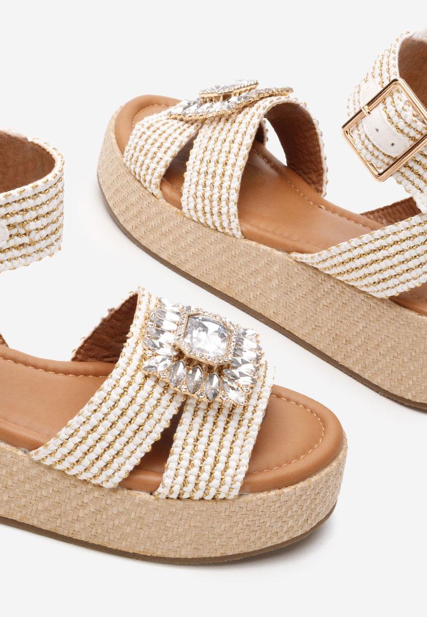 Sandale tip espadrile Dorety albe