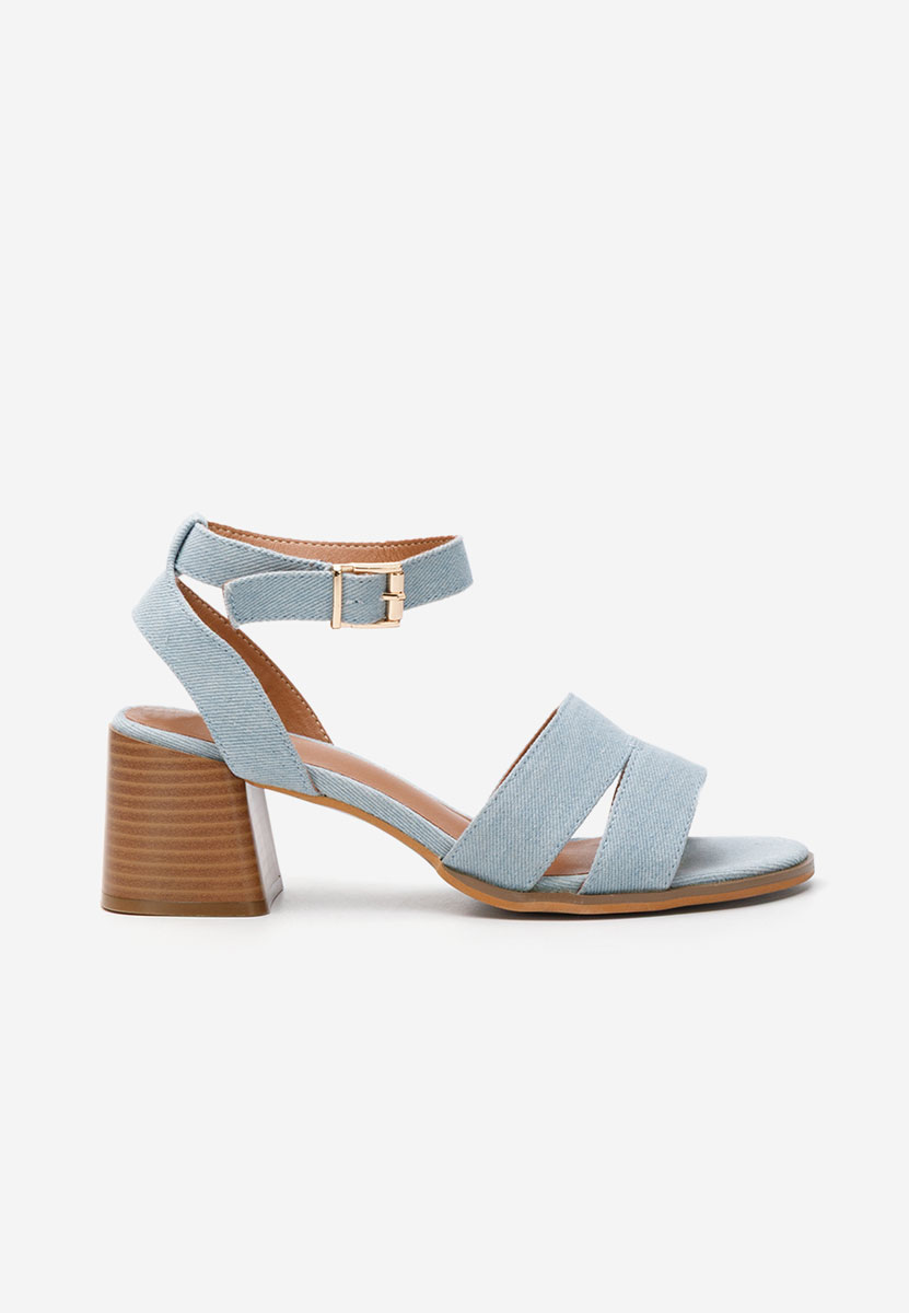 Sandale cu toc gros Aladyna denim