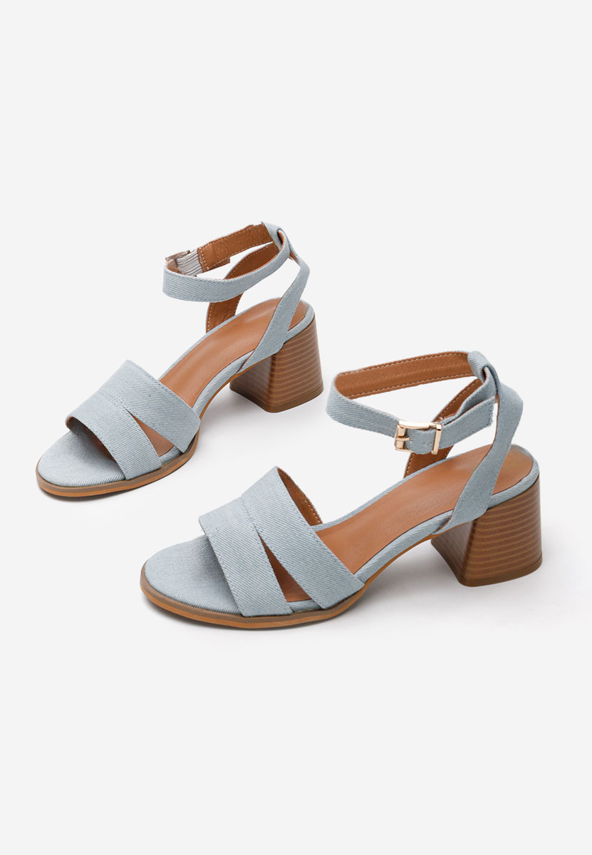 Sandale cu toc gros Aladyna denim
