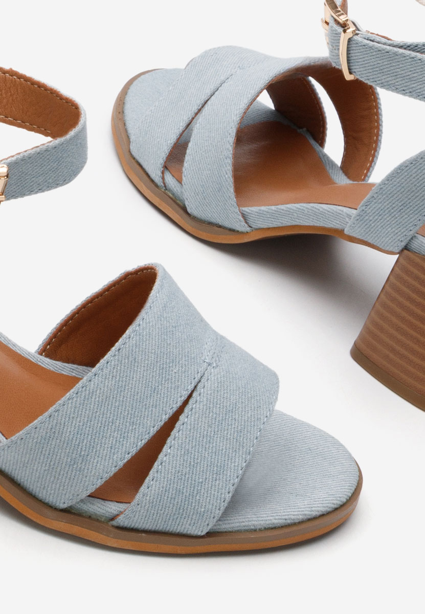 Sandale cu toc gros Aladyna denim