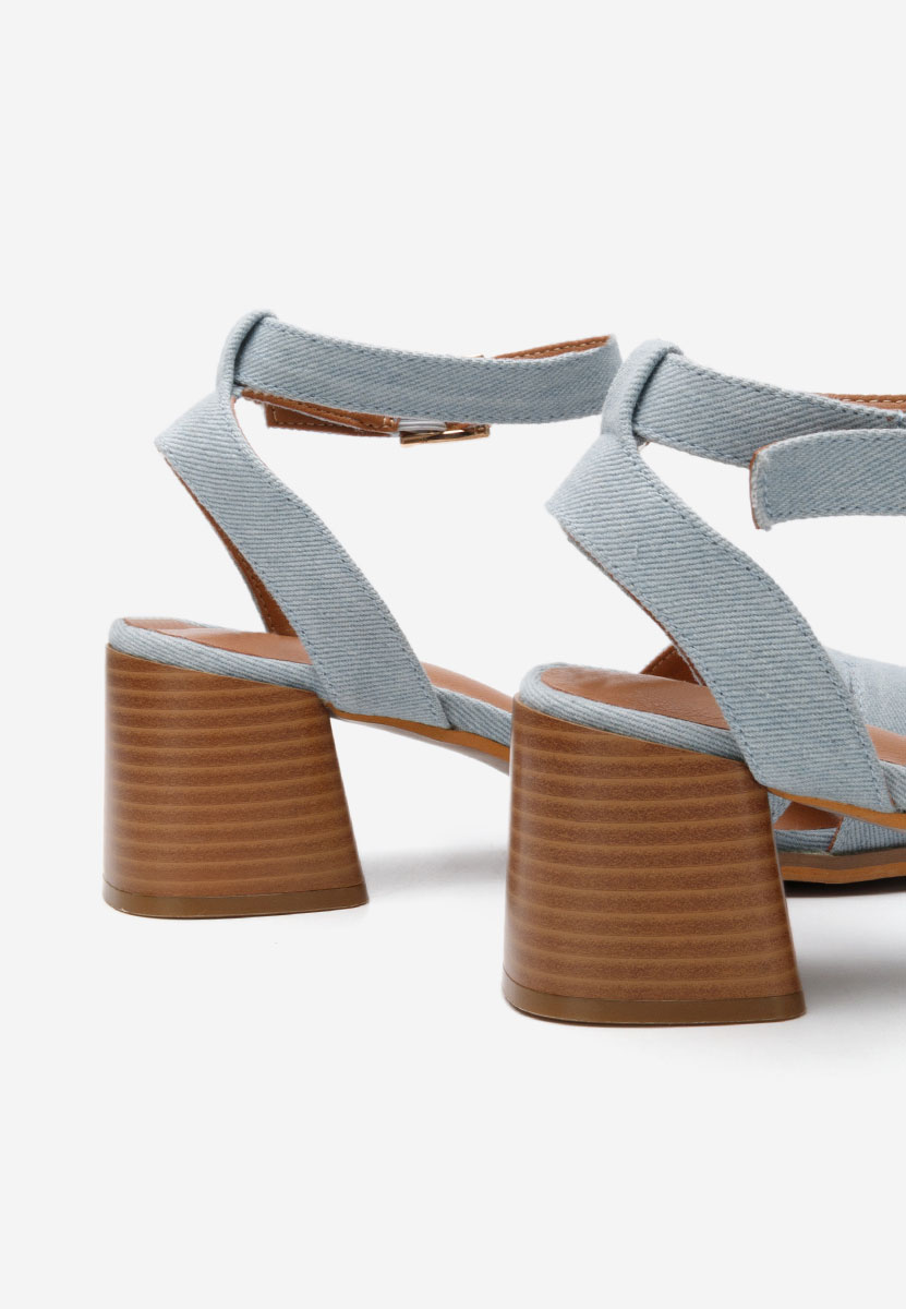 Sandale cu toc gros Aladyna denim