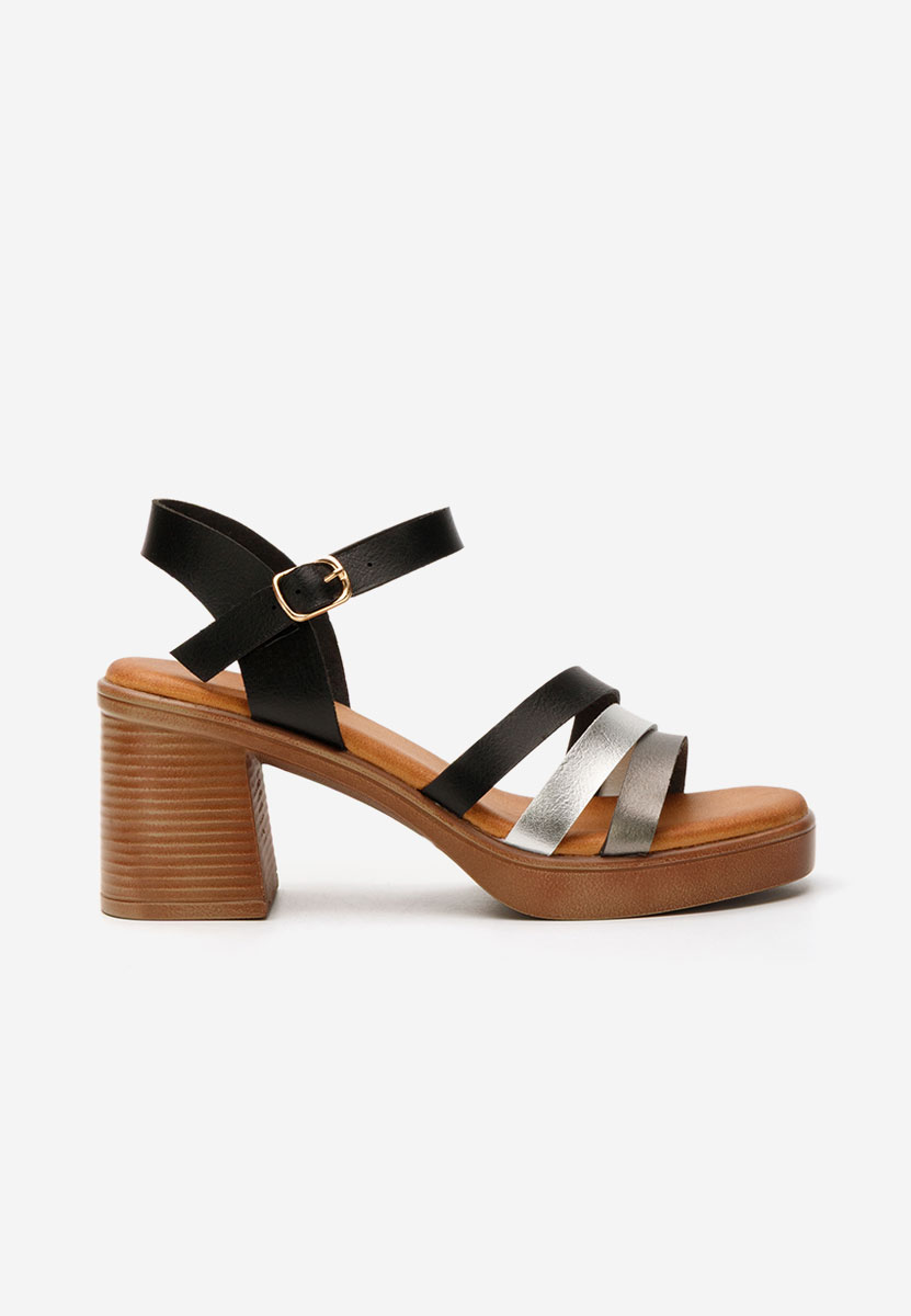 Sandale cu toc gros Misakis negre