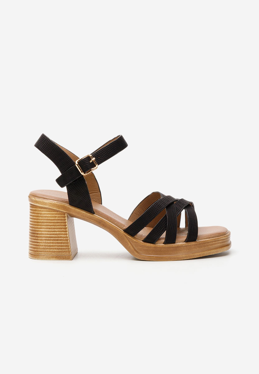 Sandale cu toc gros Melonisa negre