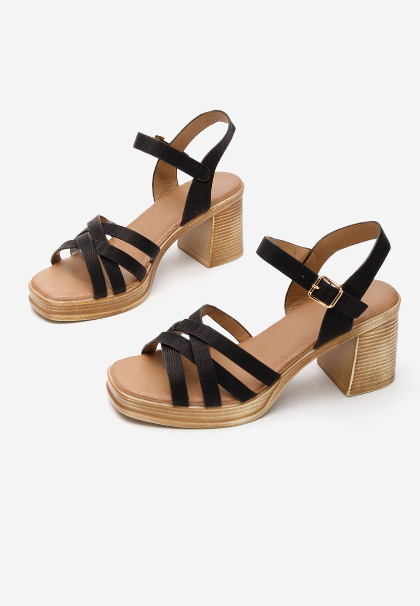 Sandale cu toc gros Melonisa negre