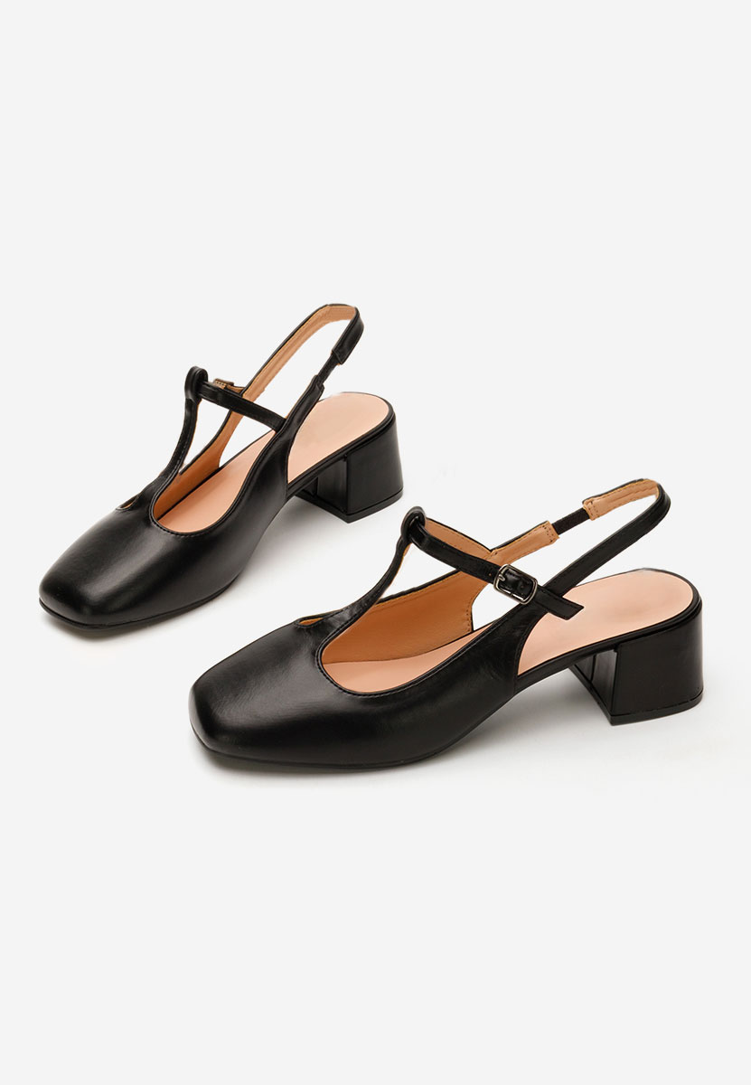 Pantofi cu toc gros Beatrina V2 negri