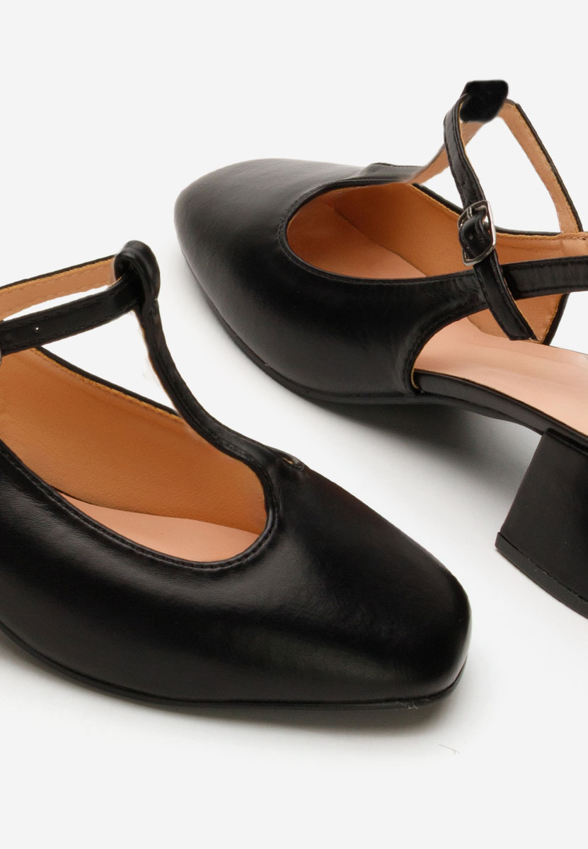 Pantofi cu toc gros Beatrina V2 negri