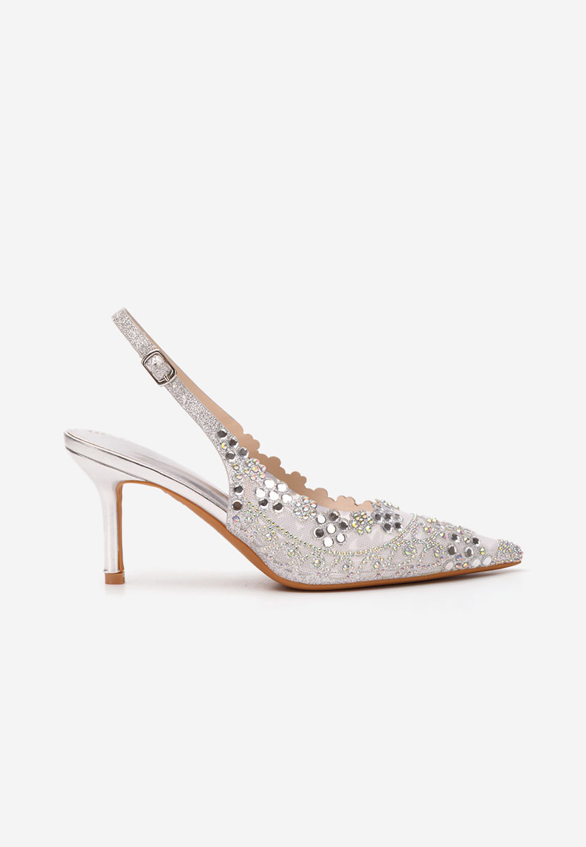 Pantofi slingback Tresia argintii