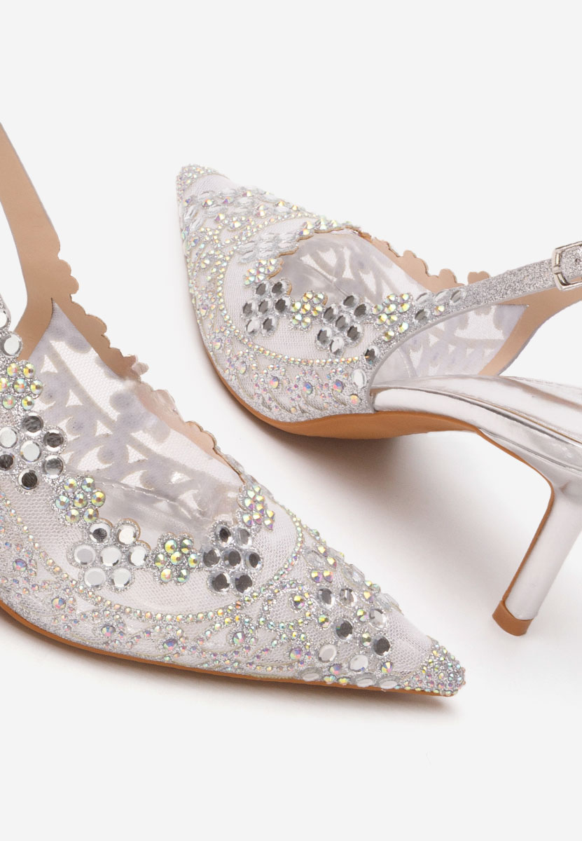 Pantofi slingback Tresia argintii
