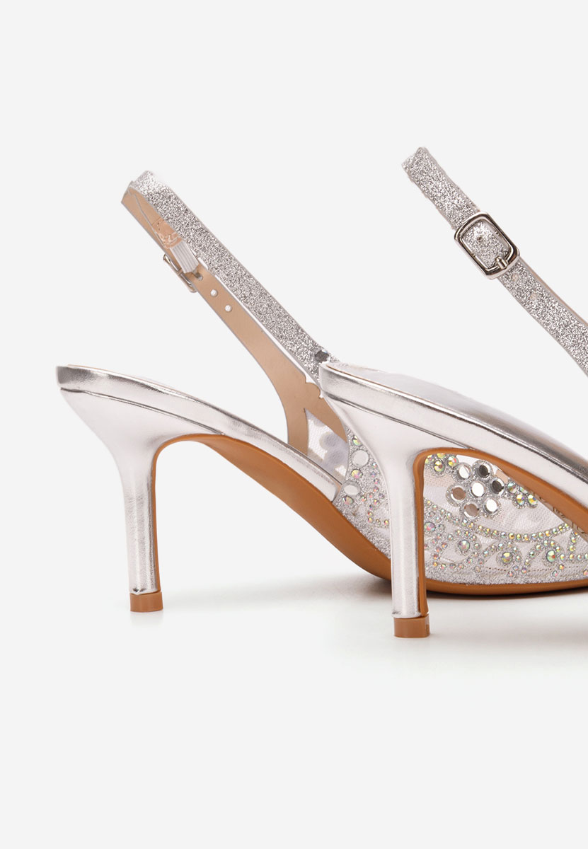 Pantofi slingback Tresia argintii