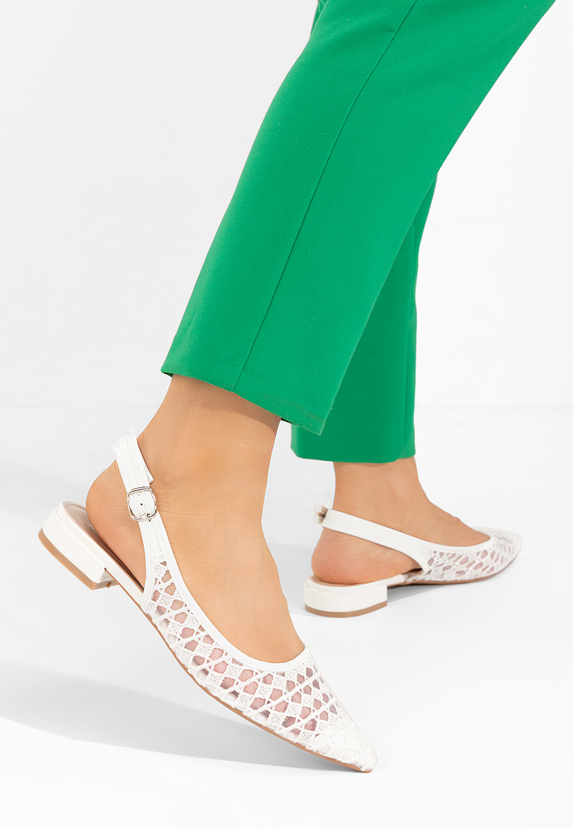 Pantofi slingback Alysya albi