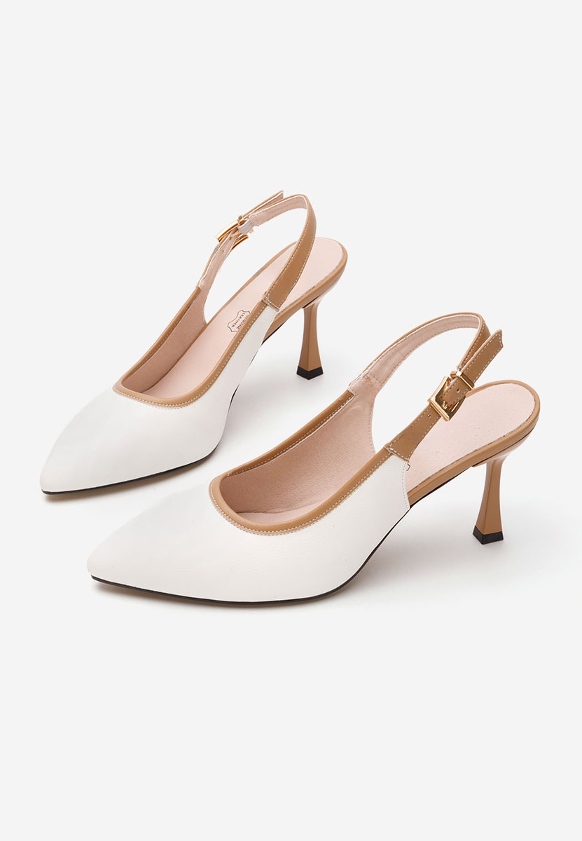 Pantofi slingback Lessy V2 albi